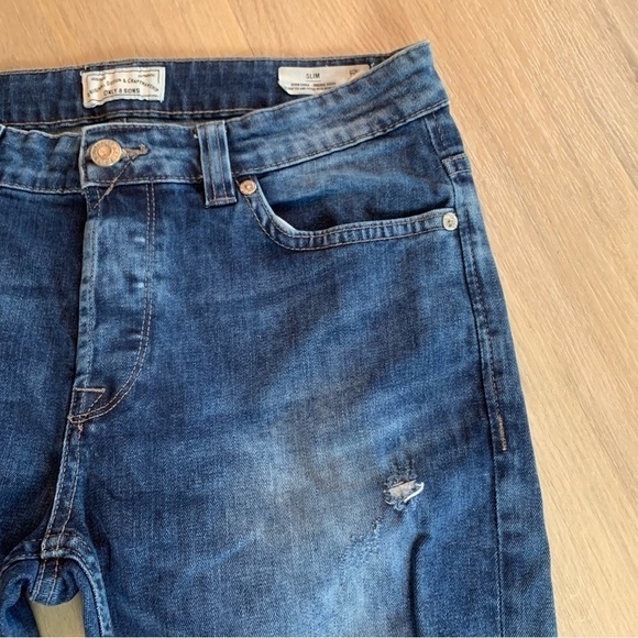 ONLY & Sons slim fitted regular rise button fly softly tapered Jeans - Picture 4 of 13